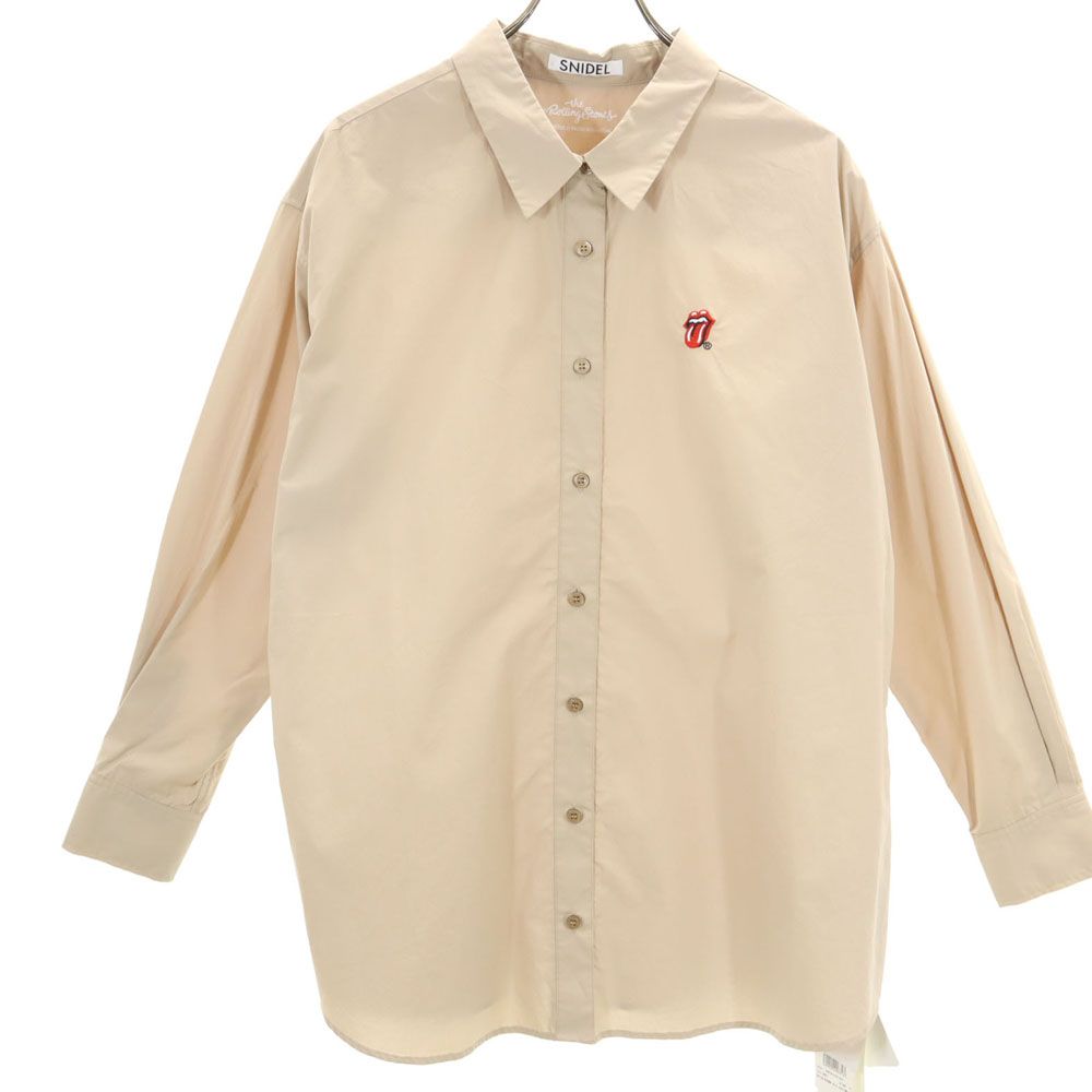 × ザローリングストーンズ コラボ 未使用 長袖 シャツ F ベージュ × THE ROLLING STONES タグ付き レディース