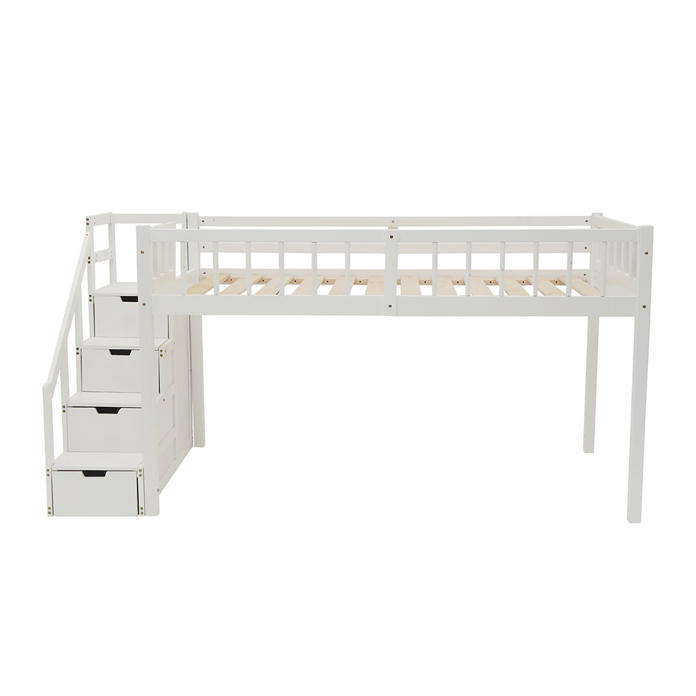 【新作】【ホワイト】ロフトベッド 木製 ベッド ロフト システムベッド 子供ベッド シングル ロフトベッドロータイプ ウッド 階段 収納 北欧風 子供部屋 31,184円