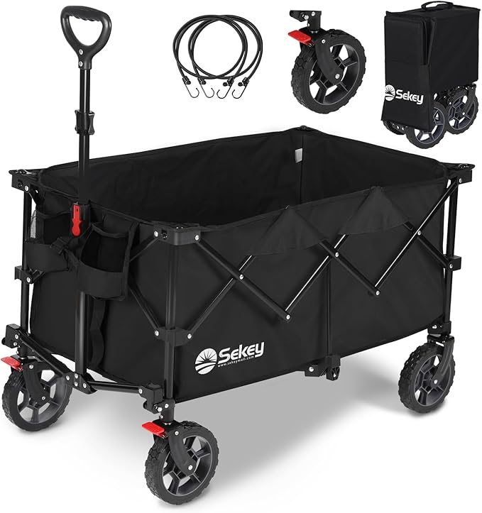 大容量135L 耐荷重150kg 驚くほどコンパクト&軽量 【類似品で最小級の収納サイズと重量】 【ブレーキ付き】 キャリーワゴン 【小回りの良いノーパンクタイヤ】 簡単組立 折り畳み ワンタッチ収束 9,119円