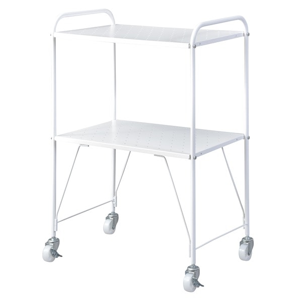 サイドワゴン/サイドチェスト [ホワイト] 幅53cm スチール キャスター付き 組立式