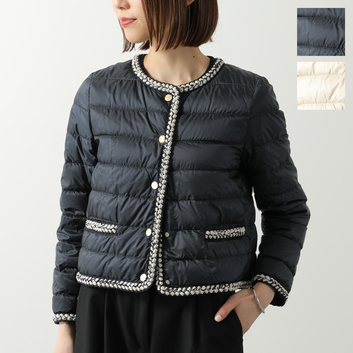 Max Mara The Cube マックスマーラ ザ・キューブ ダウンジャケット CHLOE クロエ レディース 中綿 撥水 ショート丈 ナイロン パイピング カラー2色