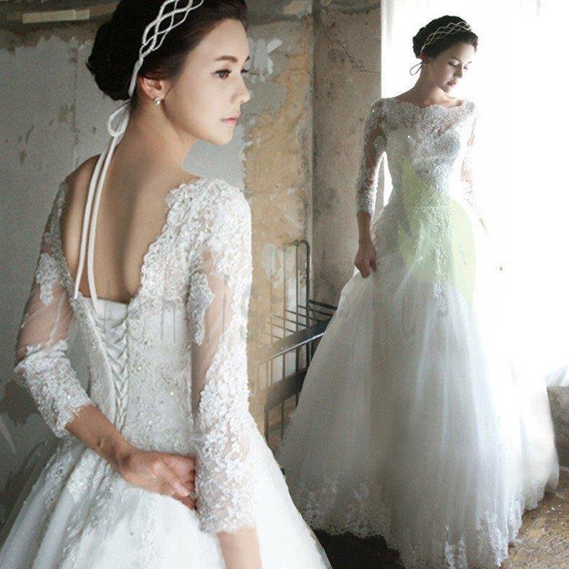 ウエディングドレス 長袖 二次会 ウェディングドレス 安い 秋冬 結婚式 プリンセス エンパイア 花