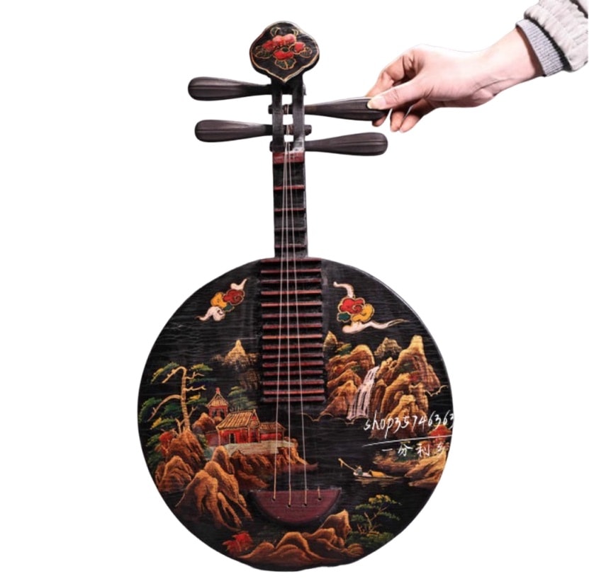 月琴 彩色模様 古いコレクション 中国の弦楽器