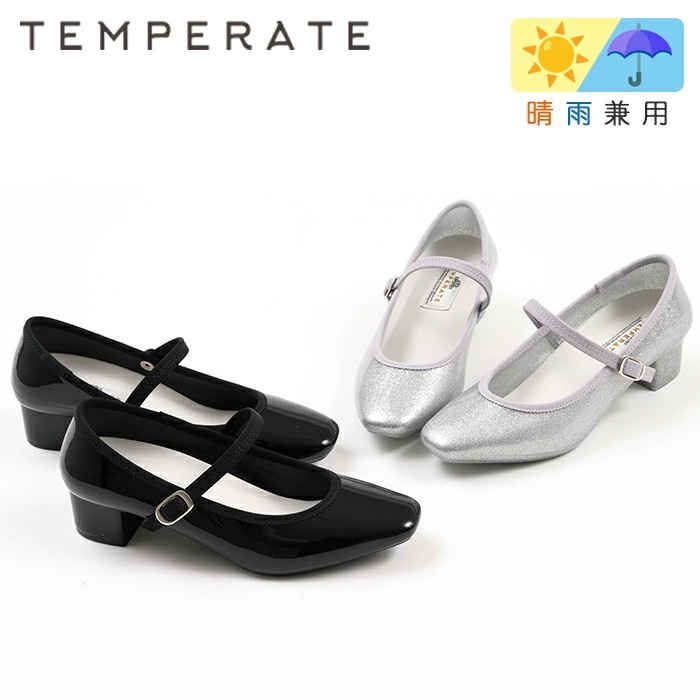レイン シューズ 雨の日 TEMPERATE テンパレイト 雨の日 ヒールパンプス 晴雨兼用 レディース 靴 小粒パール 防水 デイリー 通勤 通学