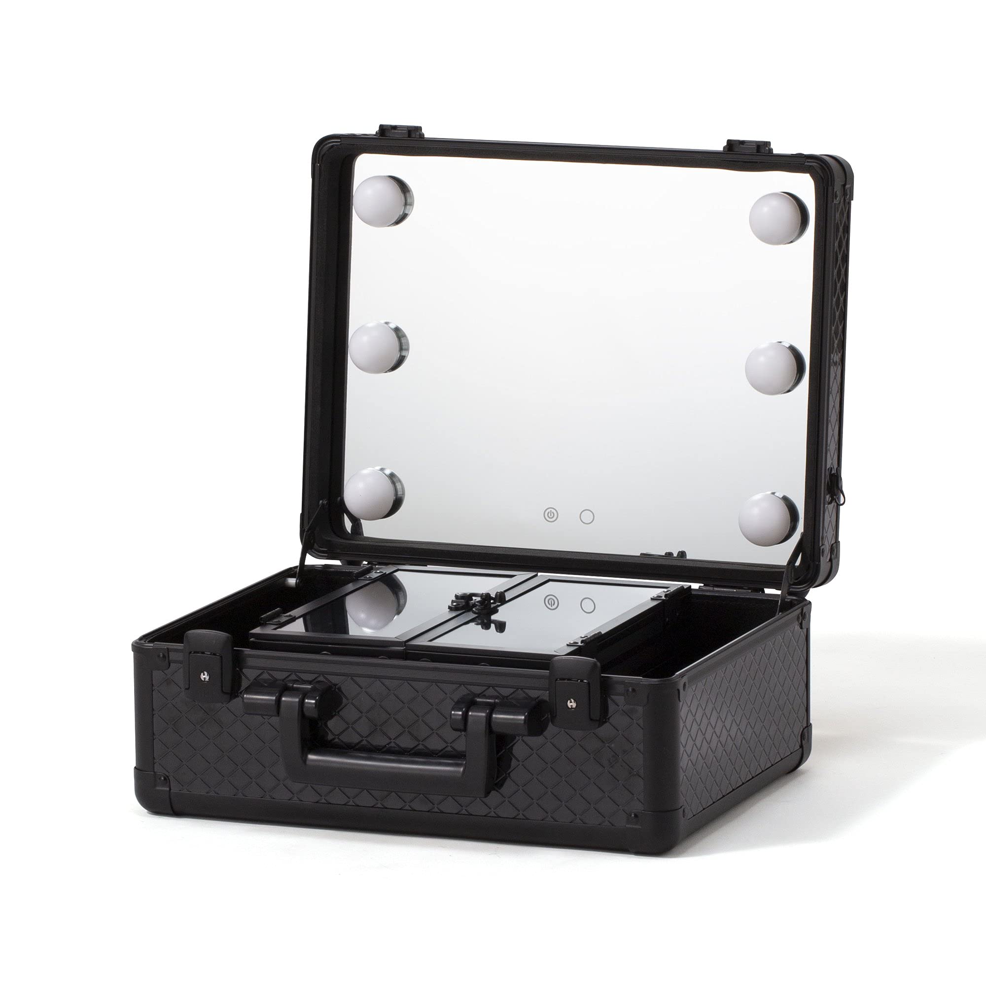 Francfranc フランフラン ヴァリーズ ハリウッドボックス ブラック Sサイズ メイクボックス 鏡付き LEDライト 化粧箱 コスメ収納ボックス 卓上鏡台 ミニドレッサー