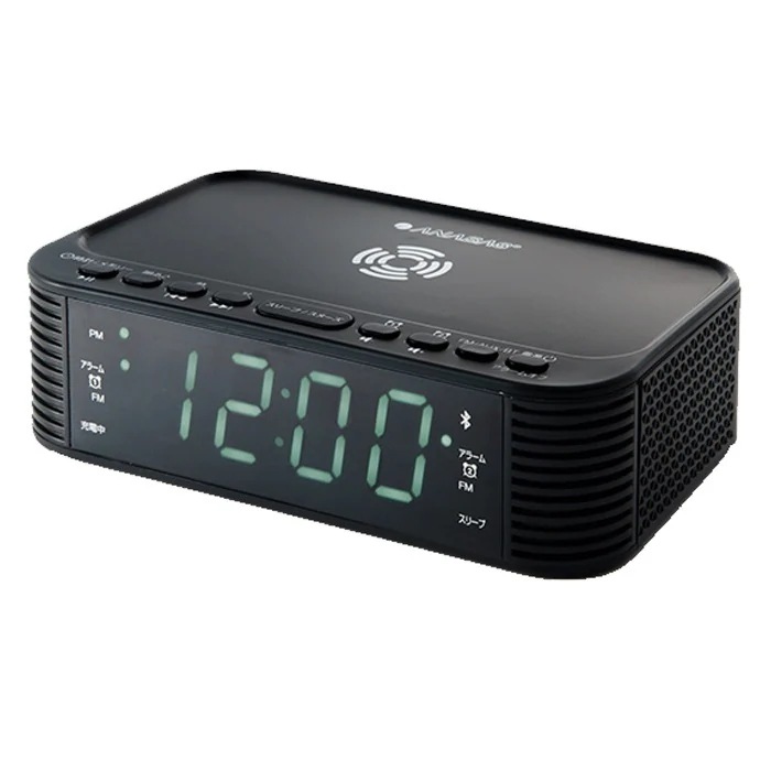 クロックラジオ AC電源 ワイドFM 置き時計 ワイヤレススマホ充電対応 Bluetooth CR-BT100