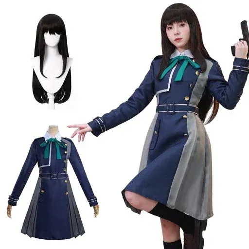赤字販売 即納ウィッ たきな制服 ステージ服(井ノ上 コスチューム 文化祭 仮装 大人用 イベンド COSPLAY キャラ リコイル リコリス ウィッグ付き 制服 コスプレ衣装 たきな 井ノ上 L コ