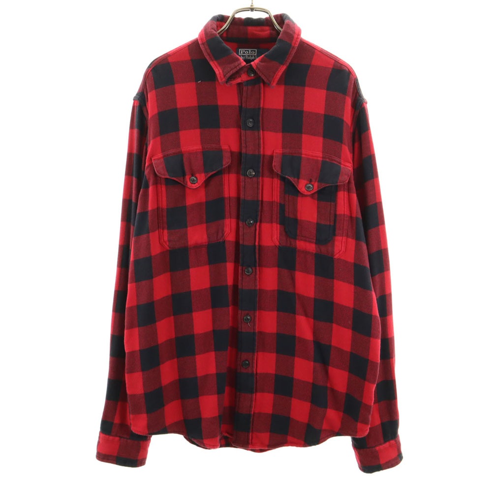 ポロバイラルフローレン チェック 長袖 シャツ L レッド系 Polo by Ralph Lauren メンズ
