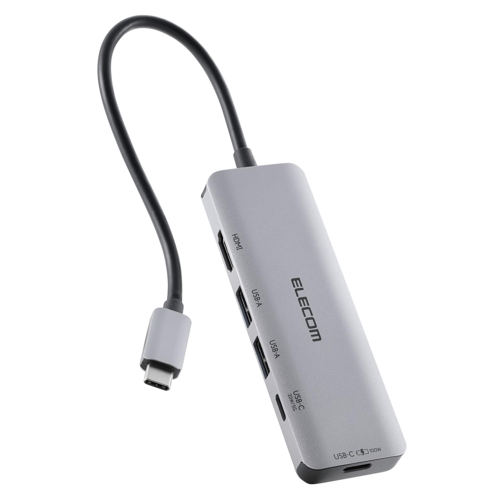 エレコム Type-C ハブ ドッキングステーション PD 100W対応 (パソコン最大85Wスマートフォン等最大20W充電可能) USB-A×2 USB-C×2 HDMI(4K60Hz)×1 シル