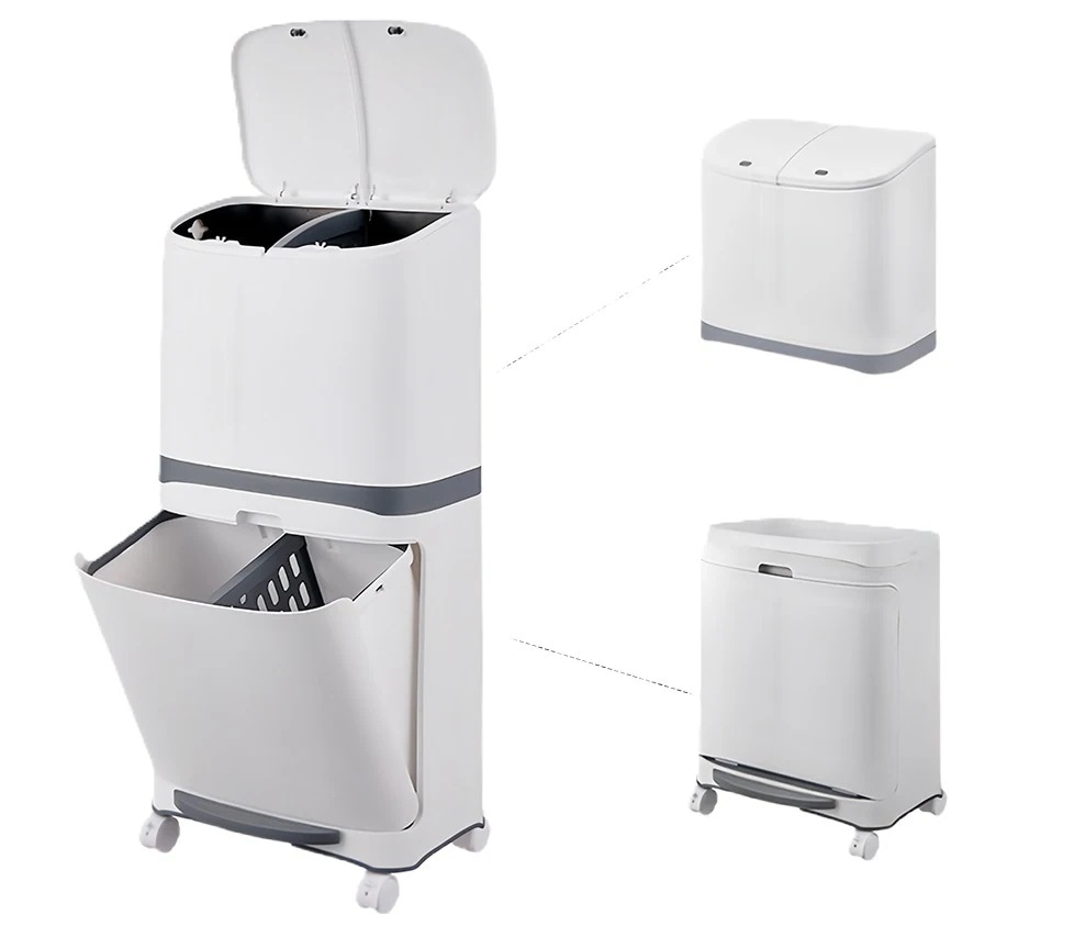 ゴミ箱 45L袋可 45リットル袋可 おしゃれ フロントオープン 分別 ダストボックス 積み重ね キッチン スリム シンプル 大容量 ふた付き 縦型 カウンター下