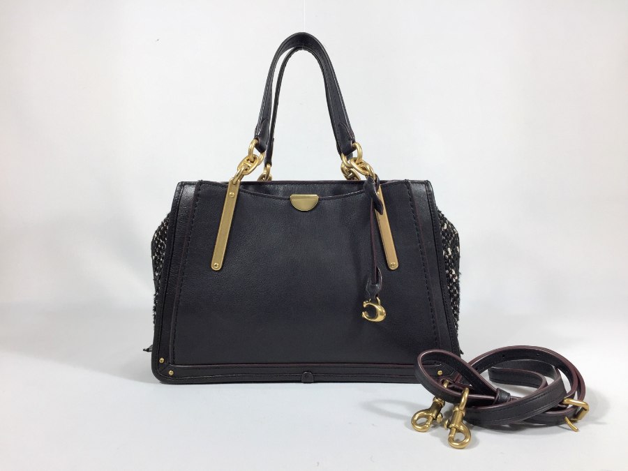 ハンドバッグ 2way ショルダーバッグ レザー ブラック 【中古品】