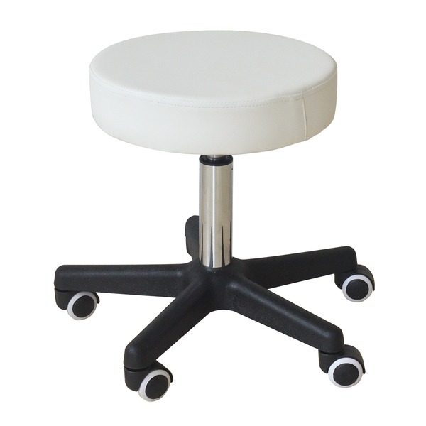 オットマン 約幅475mm ホワイト PUレザー スチールパイプ ガス圧 昇降 スツール 組立品 リビング 書斎 在宅ワーク