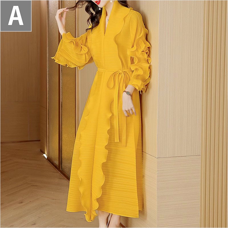 イエロー ピンク 50代 お呼ばれワンピース ドレス パーティードレス 長袖 レディース ロングドレス 冬 結婚式 30代 大人かわいい 40代 美人 披露宴 大きいサイズ ワンピース 秋 2次 二次