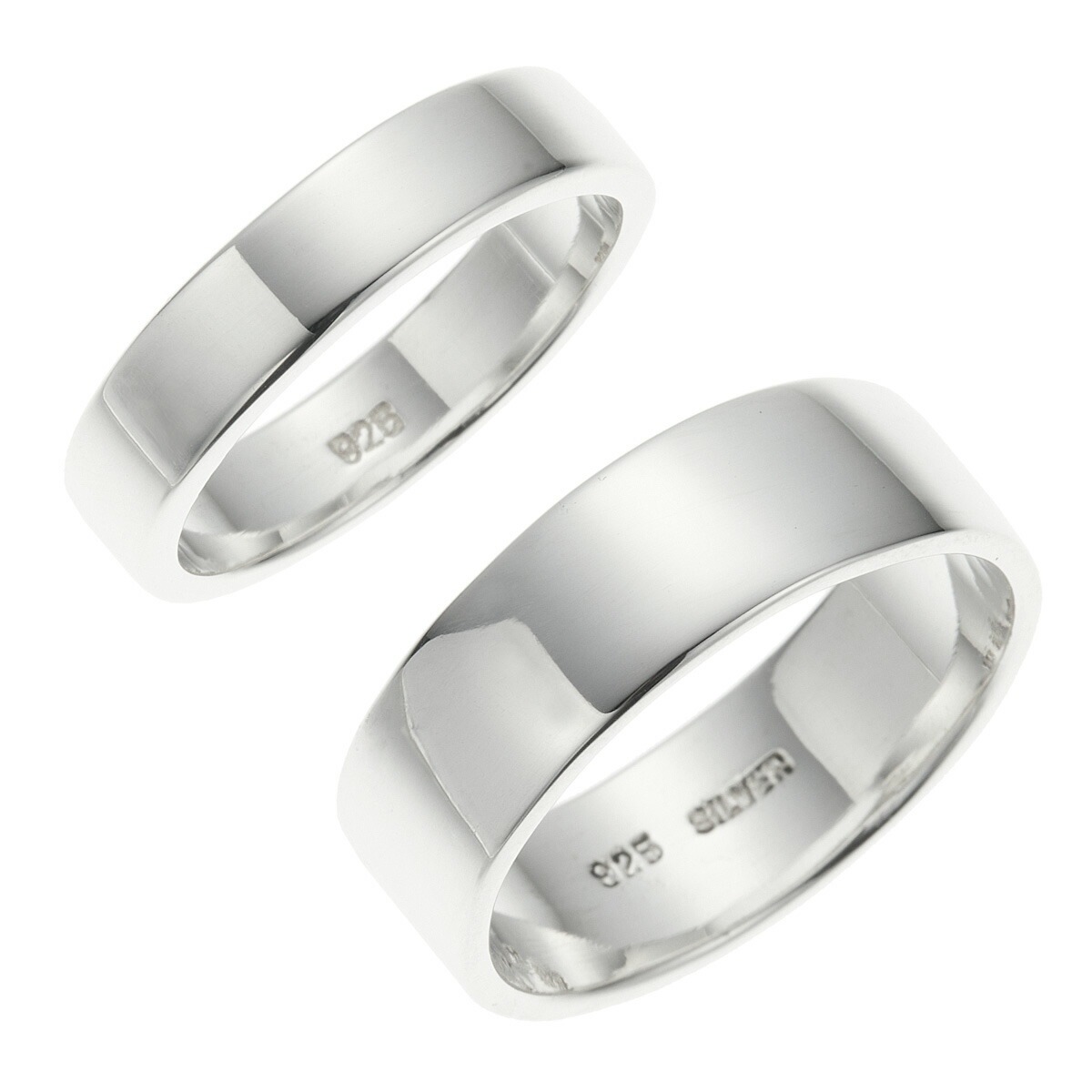 ペアリング レディース メンズ シルバー925 幅広 平打ち プレーン ツヤ 光沢 シンプル