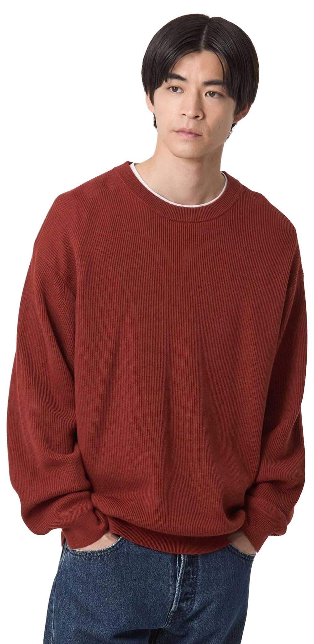 [ユナイテッドアローズ グリーンレーベル リラクシング] コットン アゼ クルーネック ニット 32131411449