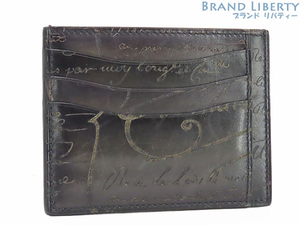 美品ベルルッティカリグラフィバンブーテトリススクリットレザーカードホルダーカードケースNEROGRIGIOブラック