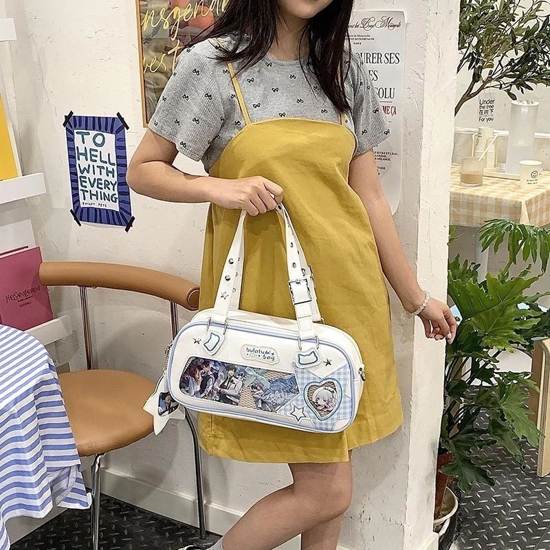 オタ活 ハンドバッグ 推し活 痛バ メッシュプレート付き 【1つ買うと10個無料】痛バッグ ショルダーバッグ 41 ライブ用 シンプルPU オタク 2way