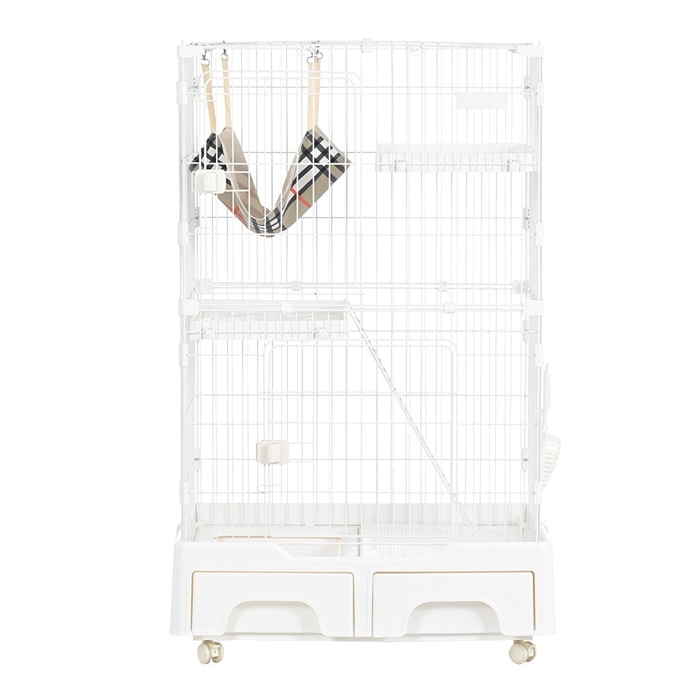 【国内発送】111 猫 ケージ キャットケージ 2段 猫トイレ付 キャスター付 ハンモック付 猫ゲージ おしゃれ キャットハウス ネコ ハウス 多段 留守番 保護 脱走防止 多頭飼い 多頭 スチール