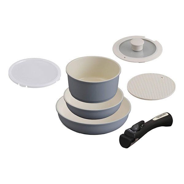 CC-SE6N グレー セラミックカラーパン 6点セット シリコンなべ敷き付 IH対応