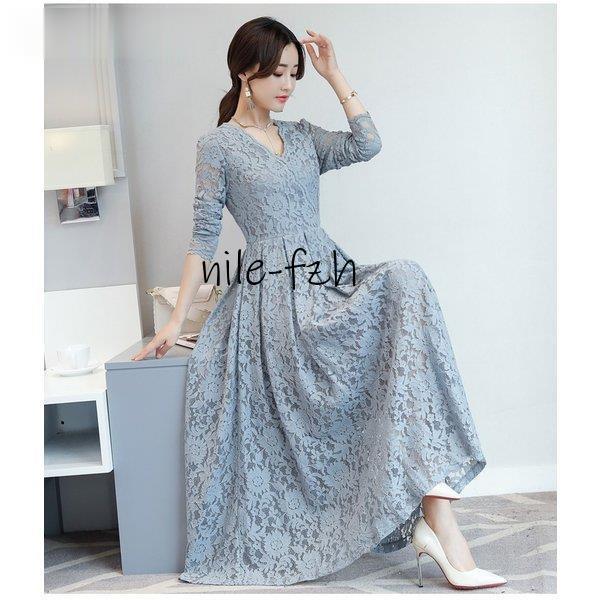 【2枚購入で 280円OFF!】タイムセール ロングワンピース パーティードレス 結婚式 Vネック お呼ばれ マキシ丈 総レースワンピース レディース きれいめ 二次会 披露宴 30代 40代 ワンピ 5,683円