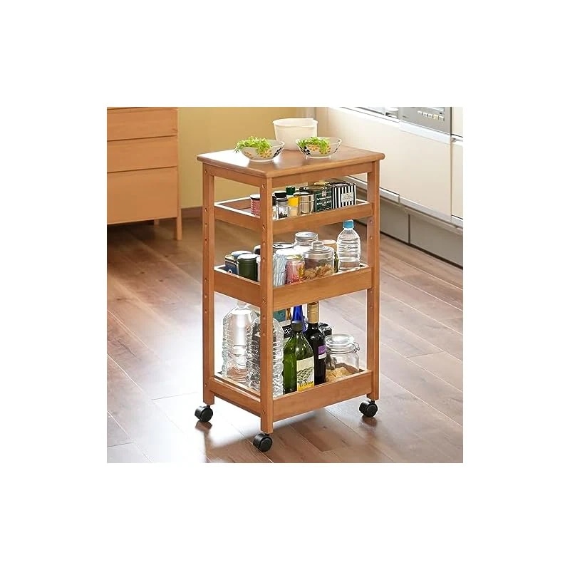 【即納】[山善] ワゴン キッチンワゴン キャスター付き 4段 幅36奥行45高さ85cm キッチンカウンター 組立品 ミッドブラウン ATW-8545(MBR)