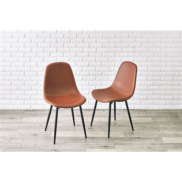 ビンテージ調 チェア 2脚セット ブラウンAタイプ ダイニングチェア チェアー 椅子 ワークチェア パソコンチェア おしゃれ 組立品