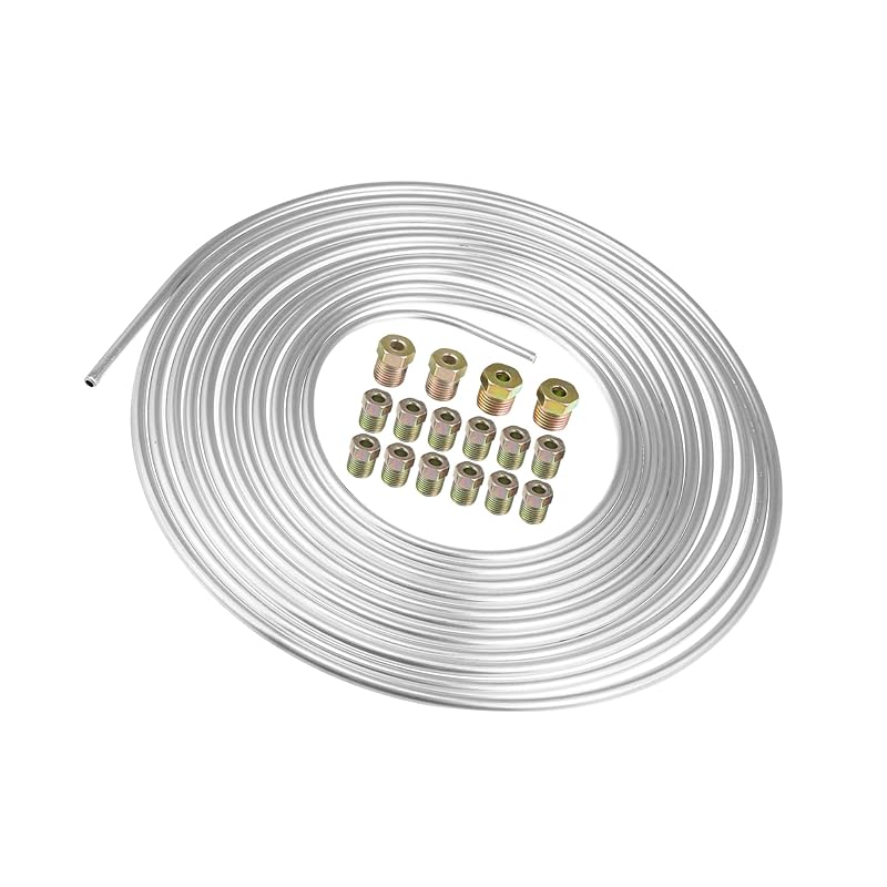 ACROPIX カーブレーキラインチューブキット 油圧ブレーキシステム用 伝送システム用 金具16個付き 7.62m 6mm シルバートーン 1個