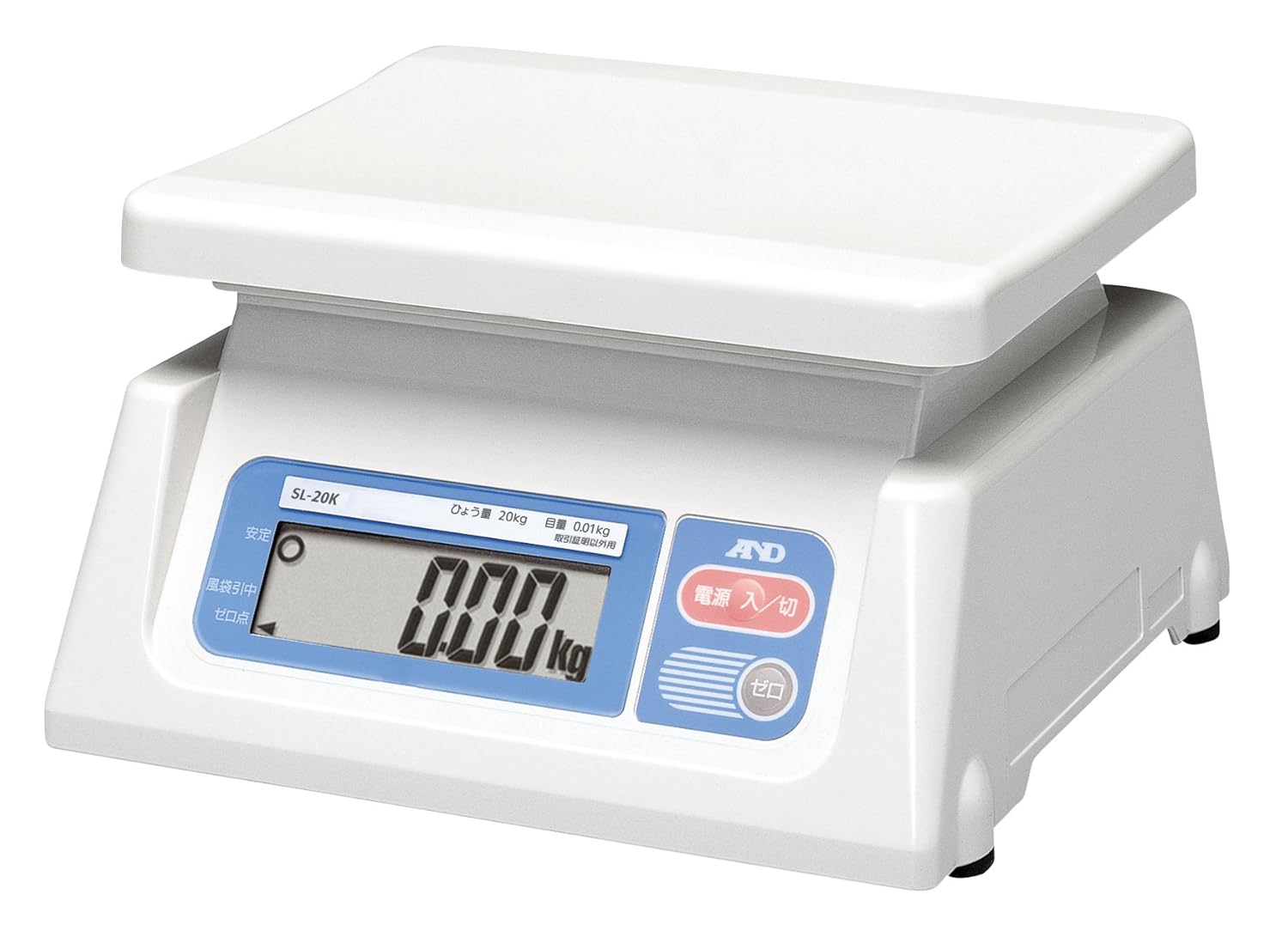A&D デジタルはかり SL-20K ひょう量:20kg 最小表示:0.01kg 皿寸法:230 W *190 D mm 検定無 計量法準拠製品