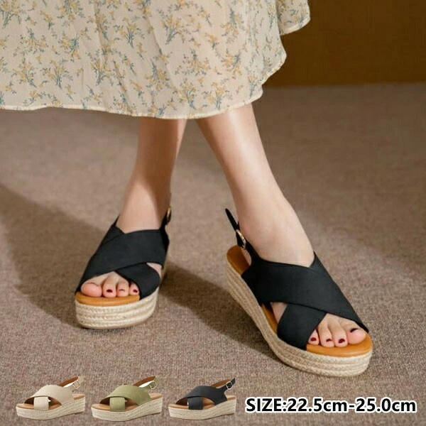 サンダル レディース 疲れない 歩きやすい 走れる 厚底 ウェッジソール 5cmヒール サンダル ストラップ 旅行 レディースサンダル 夏サンダル 軽いコンフォートサンダル 人気ストラップサンダル プ