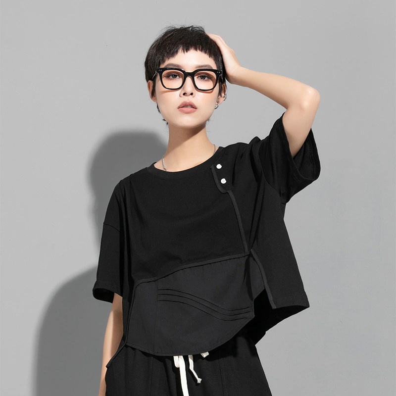 夏の薄い半袖ワイシャツ カジュアルな個性はtシャツせラウンドネック トップス上着30%制限