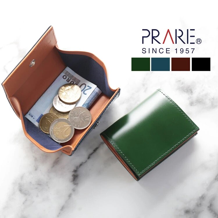 [PRAIRIE]コードバンレザーボックス型小銭入れアウトポケット