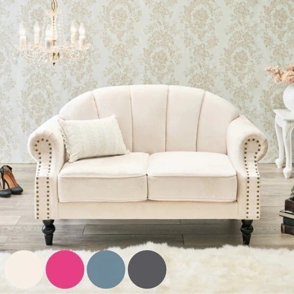 ソファ 幅123cm 2人掛け 姫系 おしゃれ ソファー ろくろ脚 ひじ掛け 椅子 可愛い