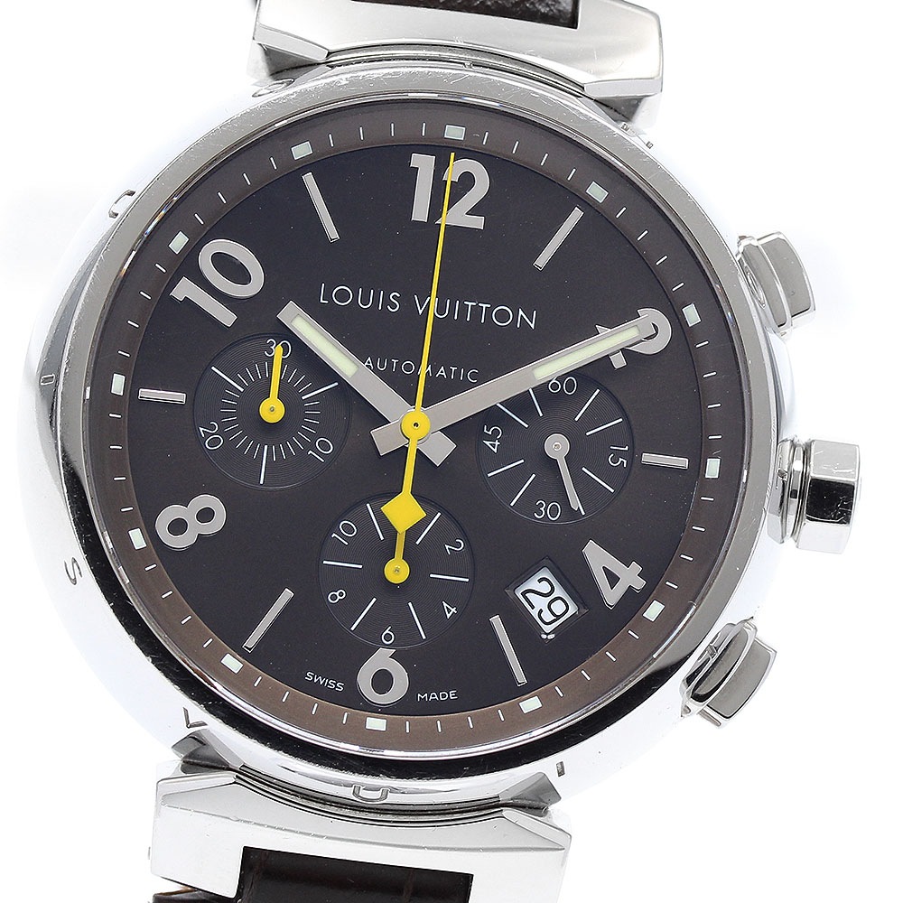 ルイ・ヴィトン LOUIS VUITTON Q1121 タンブール デイト クロノグラフ 自動巻き メンズ _918810【中古】