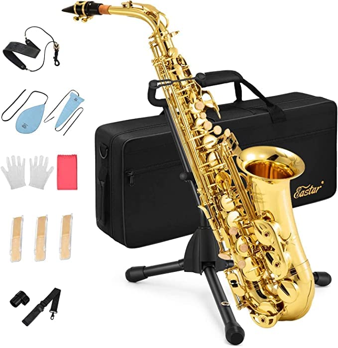 Eastar サックス アルトサックス Eb Saxophone ゴールドラッカー サクソフォン ケース付き お手入れセット サックス 初心者 AS