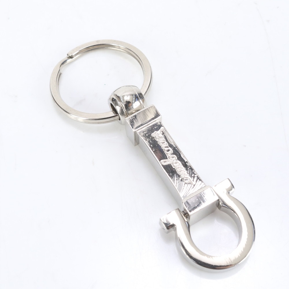 美品 ガンチーニ キーホルダー バッグ チャーム キーリング シルバー メンズ レディース MMM CL87-16 中古