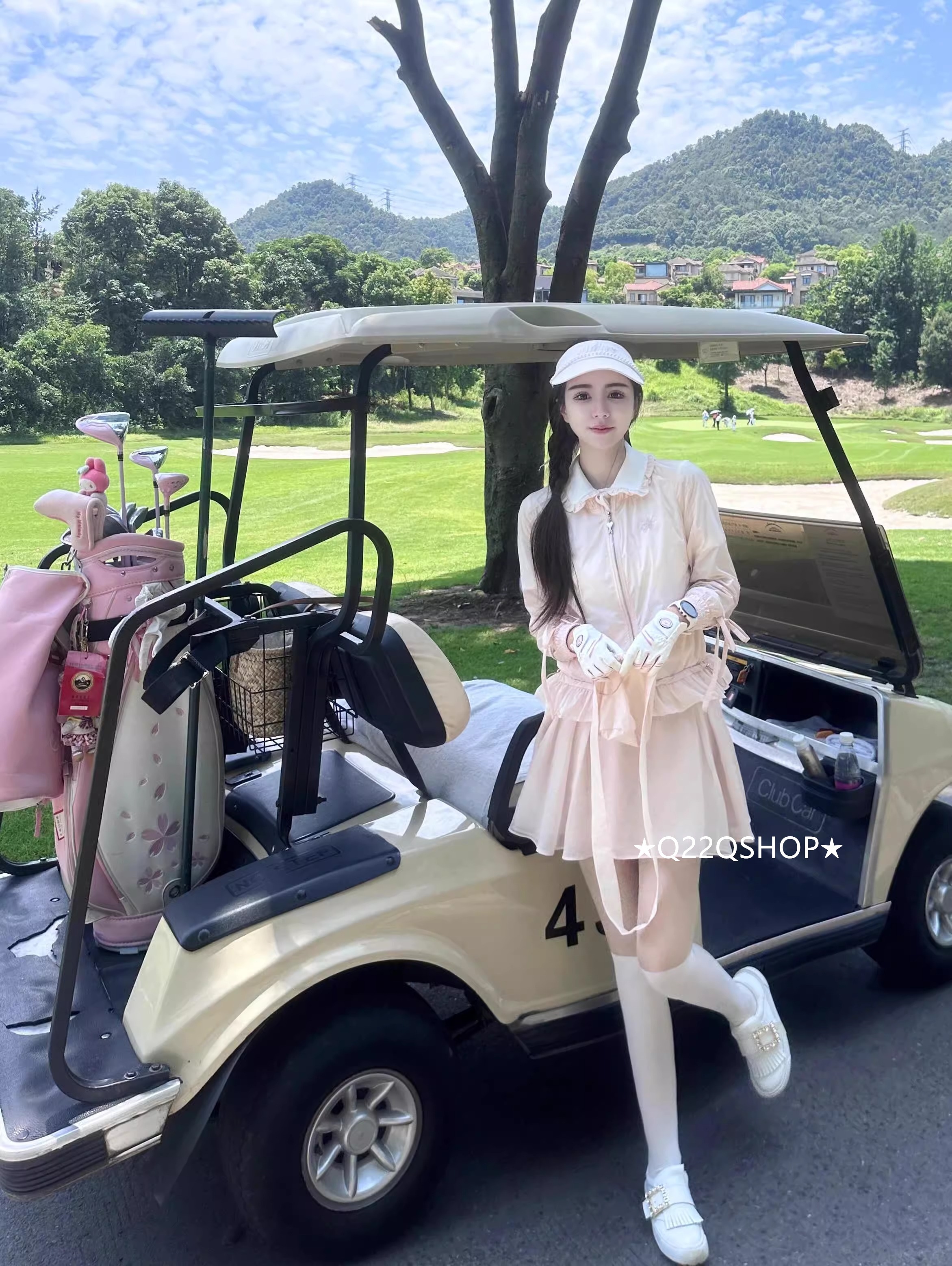 ゴルフウェア 2025 春夏 上下セット 長袖 ジャケット 薄い 日焼け止め カーディガ スカート 速乾 ピンク かわいい 痩せる 韓国風 レディース ゴルフスカート スポーツウェア テニスウェア