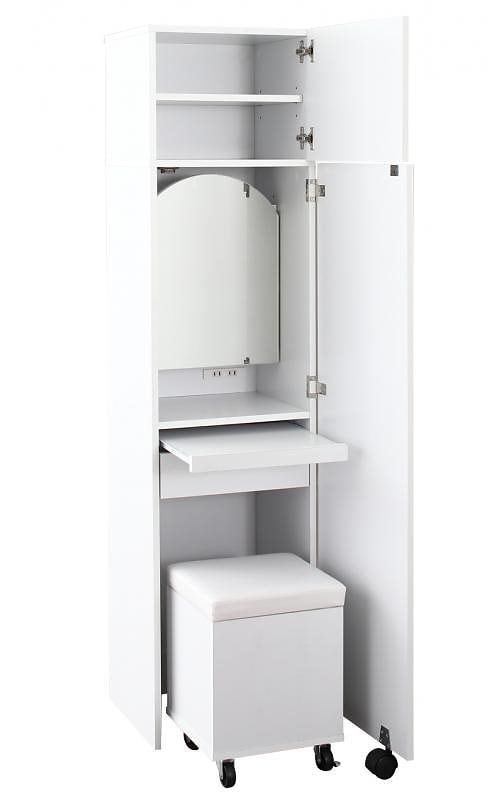 2口コンセント付き 全身ミラーになる すき間ドレッサー/スツールセット [jenna]ジェンナ ホワイト