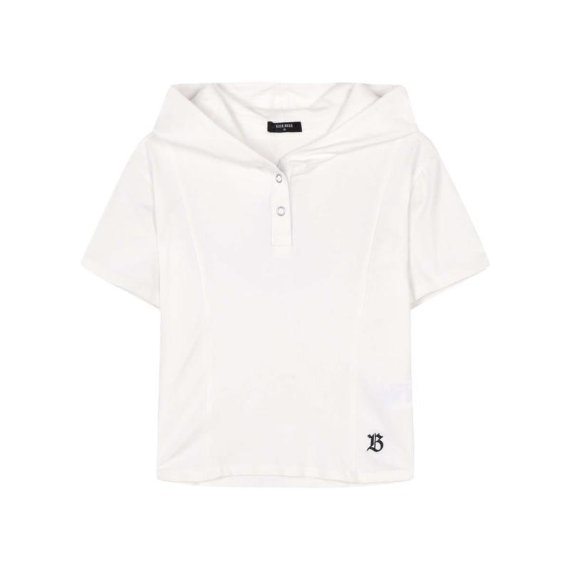 女性ミニ쭈리ハーフオープンフード半袖Tシャツ(B252TS514P)