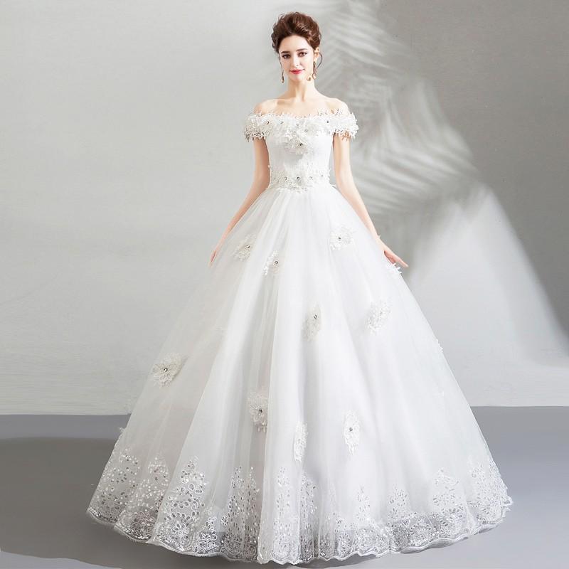 在庫一掃！ウェディングドレス 白 オフホワイト 格安 レース 結婚式 花嫁 シンプル ロングドレス パーティードレス 披露宴 プリンセスドレス ブライダル 二次会 大きいサイズ ウエディングドレス