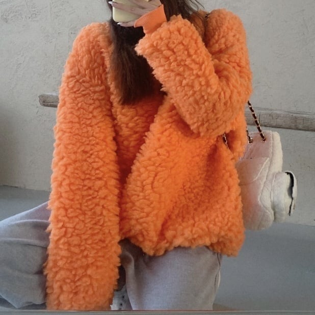 3color レディース ボリュームセーター セーター ミディアム丈 長袖 ラウンドネック 44