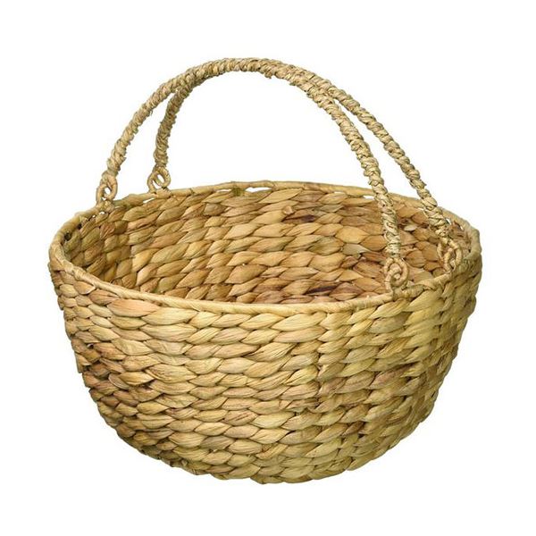 (5セット) ちどり産業 ウォーターヒヤシンスバスケット取っ手付 丸形 ナチュラル HC-109NAX5