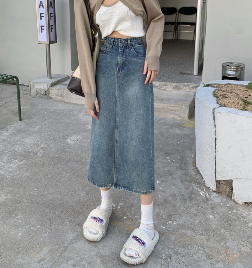 スカート デート モテアイテム デニム デニムスカート 綿 スリット 可愛い きれいめ 上品 おしゃれ かっこいい 可愛い ラブリー キュート ガーリー クール モード系 セクシー エレガント