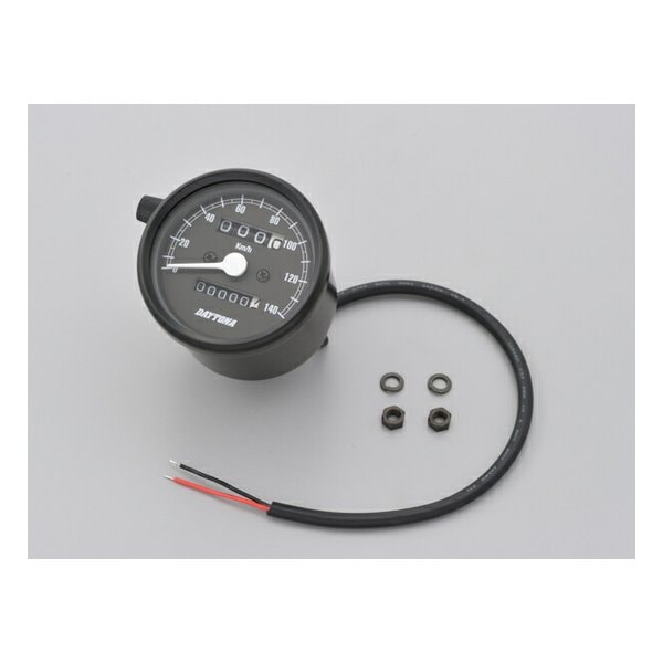 機械式スピードメーター φ60 ブラックボディ/ブラックパネル D15621