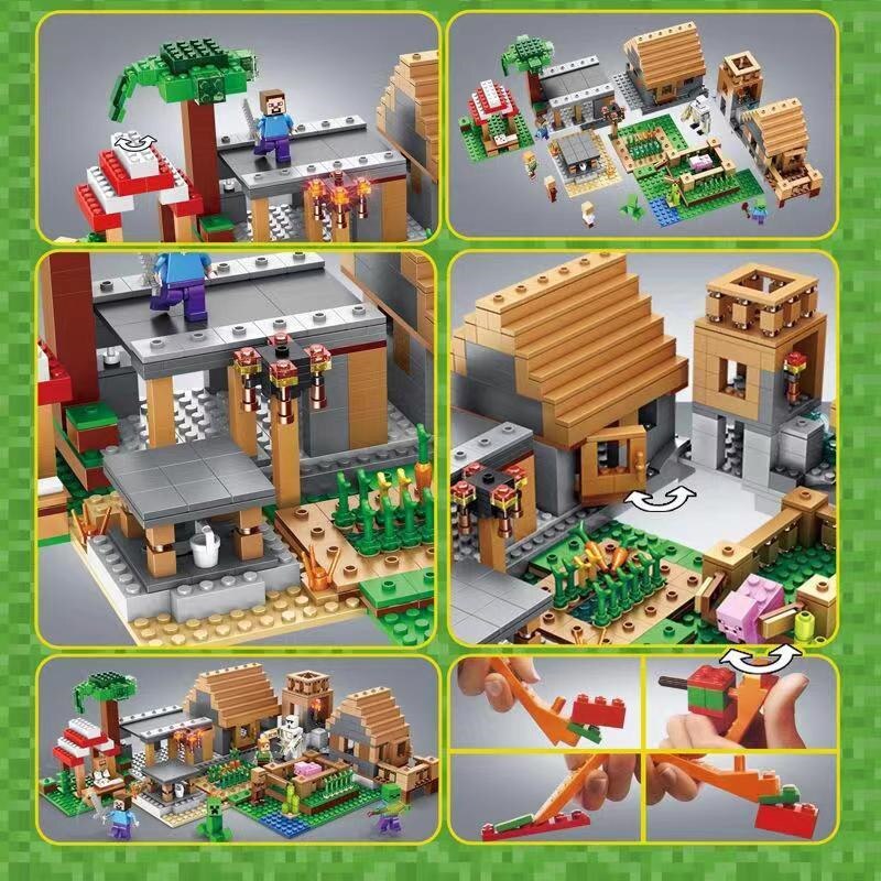 村 プレゼント 24体ミニフィグ付き マインクラフト 村落 ブロック レゴ互換 デラックス