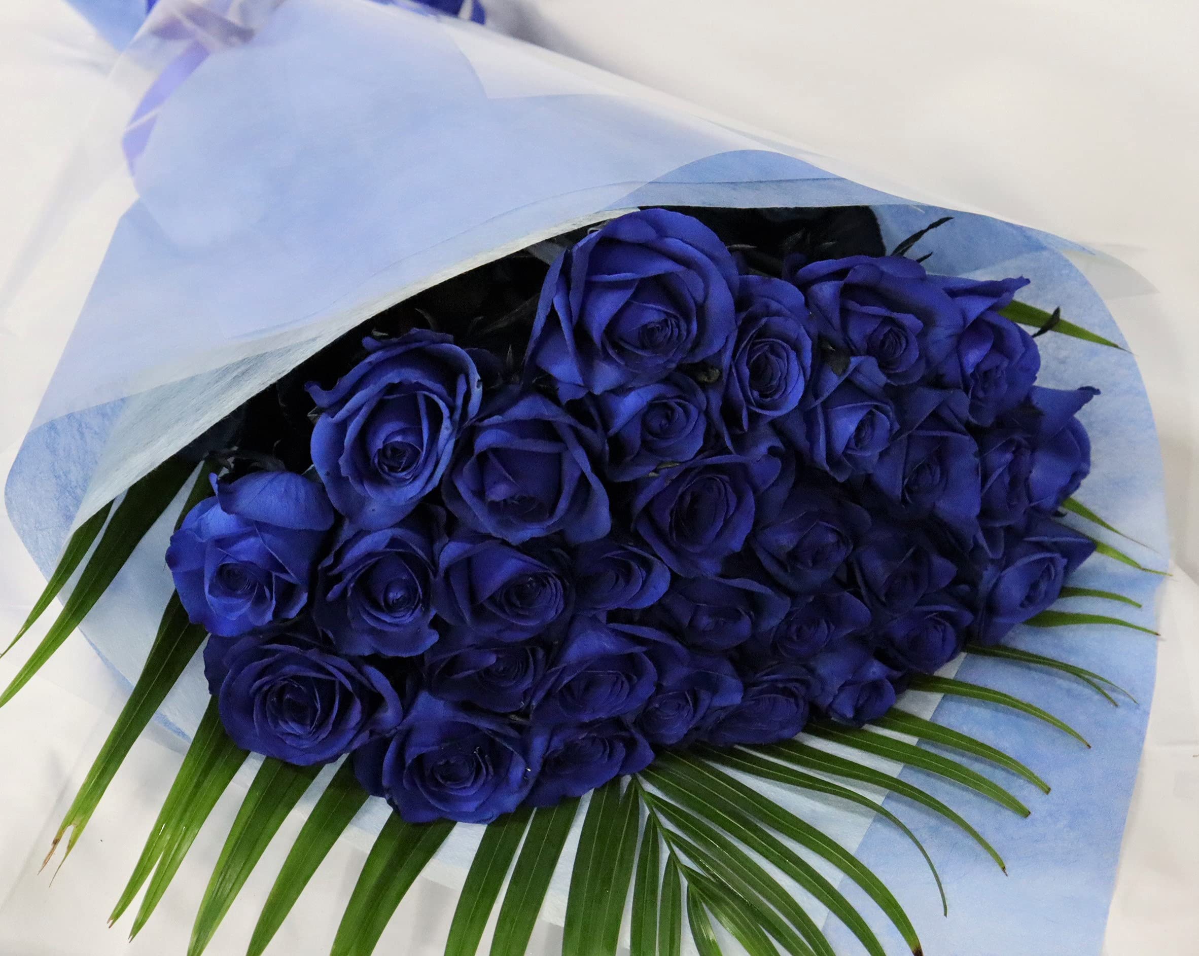 PURIZA 生花花束 青いバラの花束 「奇跡」 「神の祝福」 神秘的なブルーローズ 奇跡の花 プロポーズ 誕生日 記念日 花束 青いバラ花束 ベンデラ 薔薇 お祝 送別会 退職祝い (20)