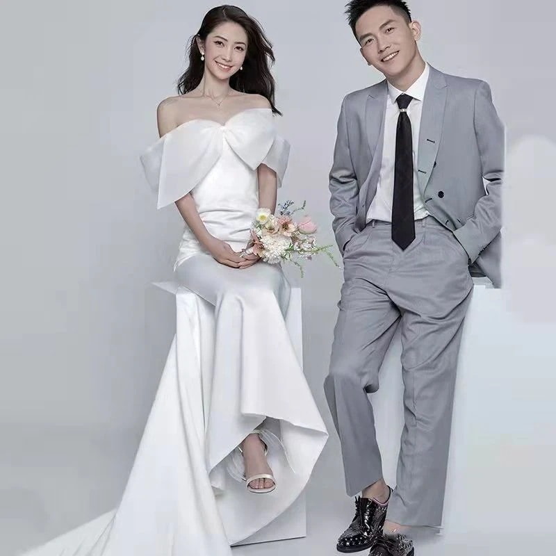 ウエディングドレス 新婦 結婚式 二次会 披露宴 エンパイア フォトウエディング 袖あり花嫁