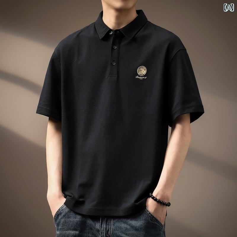 ポロシャツ 高級感 アメリカン シンプル 半袖 メンズ 夏 Tシャツ 大きいサイズ 軽い ビジネス 男性用 ポケット 洗浄済み 都会的 綿