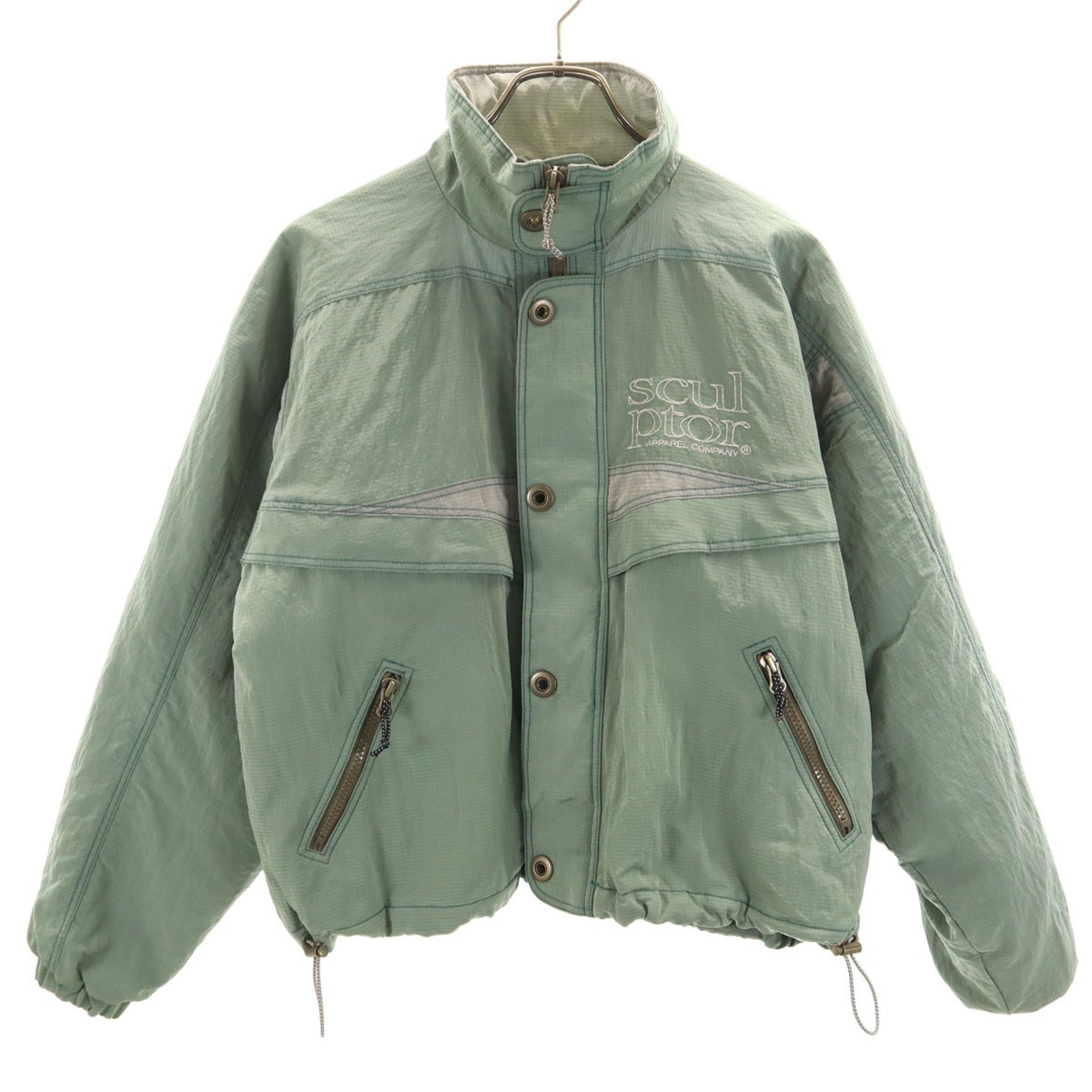 ジャケット ONE グリーン系 裏キルティング メンズ 古着