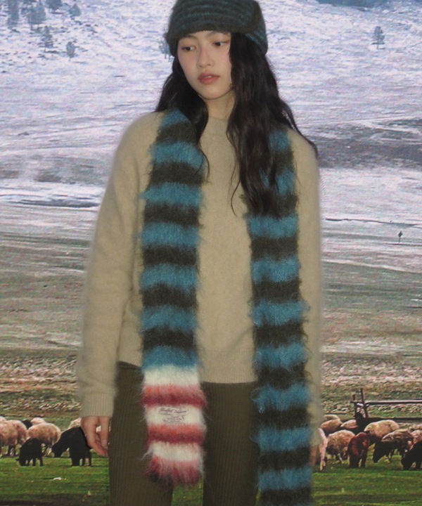 ROCKFISH WEATHERWEAR ストライプシャギーマフラー Qoo10 rockfish weatherwear STRIPE SHAGGY ストライプ
