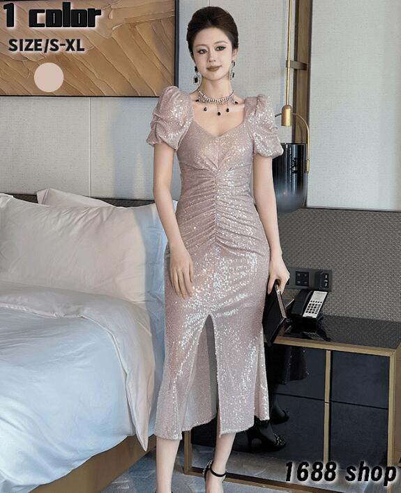 コスパ最高2025 夏 ワンピース タイト タイトワンピース 姫系ワンピース　シンプル　ワンピース インポート ひざ丈 ミドル丈 エレガント　韓国ファッション シンプル パーティドレス 袖あり　お嬢様